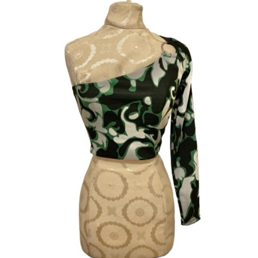 House of Harlow 1960 Revolve One Shoulder Geometric Floral Print Top Size 4 NWT